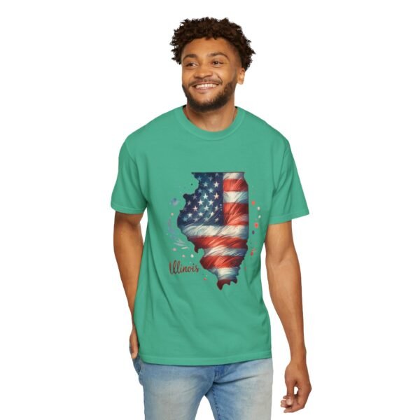 Illinois Flag Unisex T-Shirt, Independence Day Outfit, Patriotic Apparel, Americana Style, Gift for Illinois Residents - Image 48
