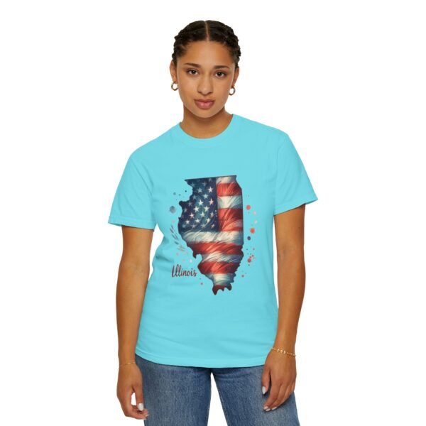Illinois Flag Unisex T-Shirt, Independence Day Outfit, Patriotic Apparel, Americana Style, Gift for Illinois Residents - Image 52
