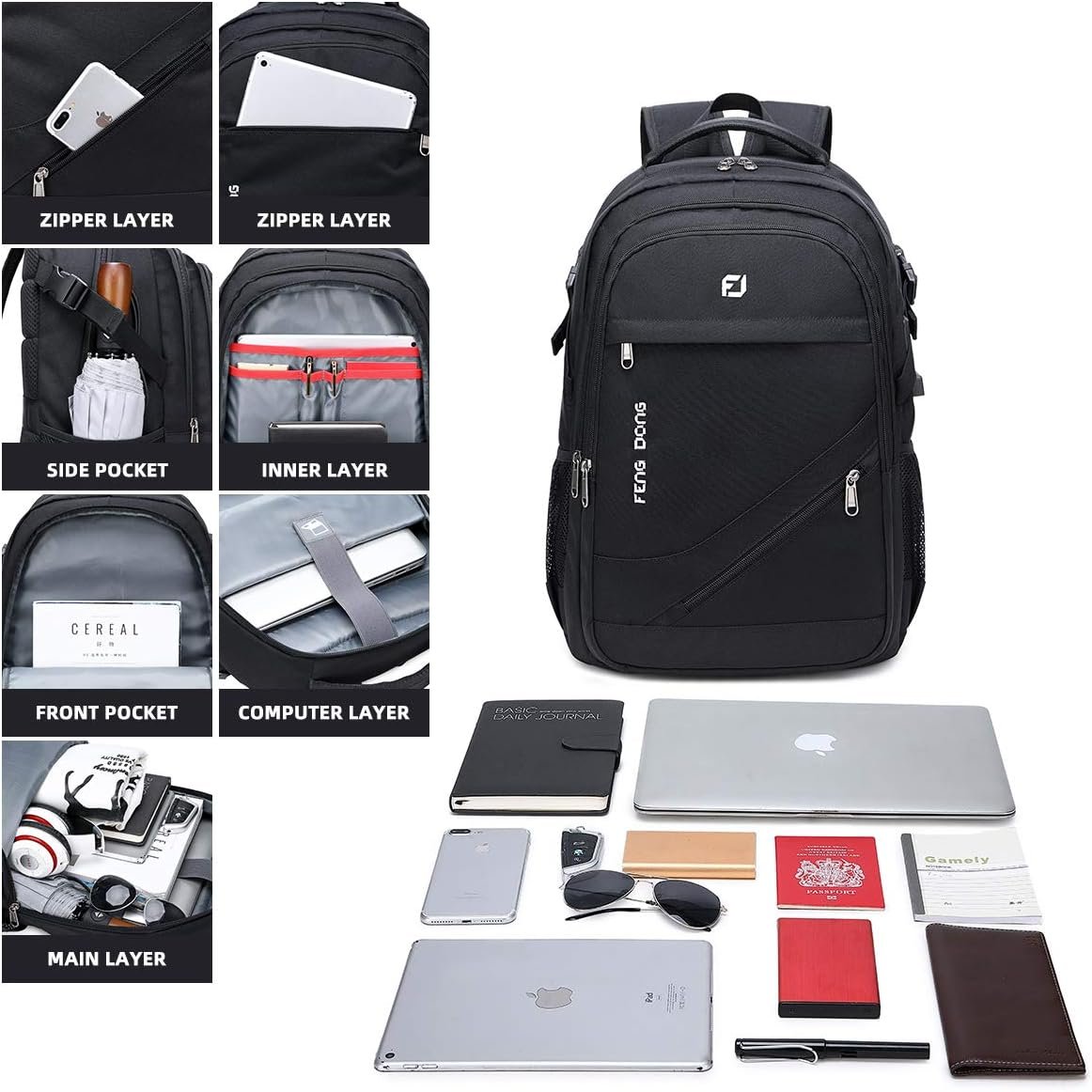 Durable Waterproof Travel Laptop Backpack 17.3 inc... - Image 5