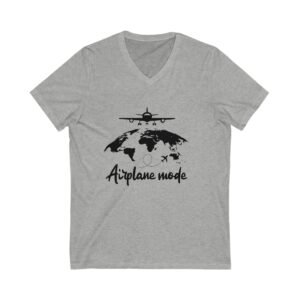 Airplane Mode V-Neck Tee, Travel Shirt, Aviation T-Shirt, Vacation Wear, Adventure Top, Gift for Travelers