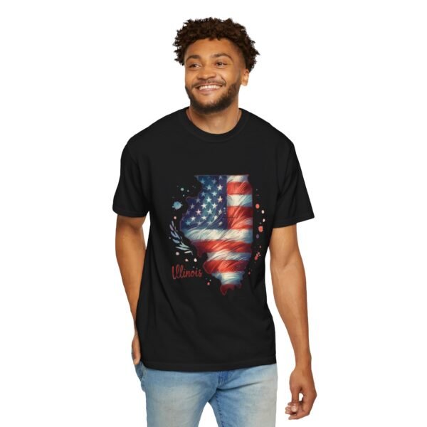 Illinois Flag Unisex T-Shirt, Independence Day Outfit, Patriotic Apparel, Americana Style, Gift for Illinois Residents - Image 72