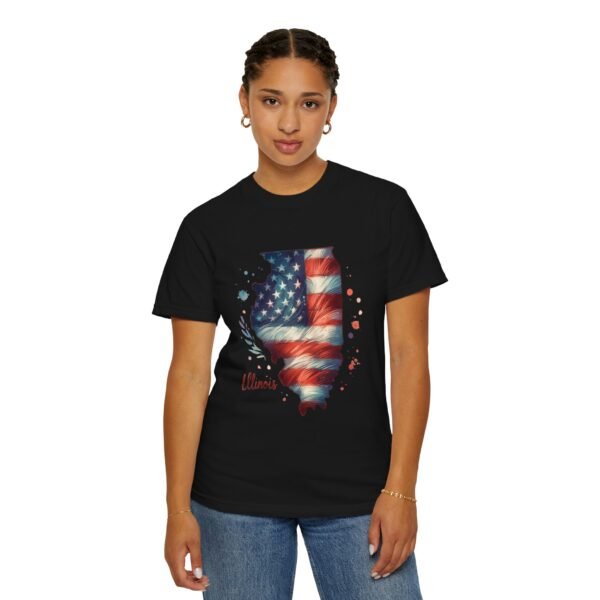 Illinois Flag Unisex T-Shirt, Independence Day Outfit, Patriotic Apparel, Americana Style, Gift for Illinois Residents - Image 70
