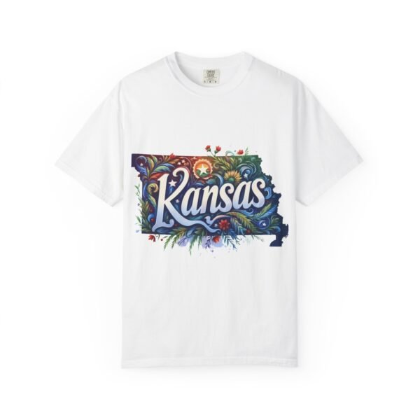 Kansas Floral Unisex T-Shirt, Graphic Tee, Gift for Kansans, State Pride Shirt, Casual Wear, Summer Shirt - Image 2