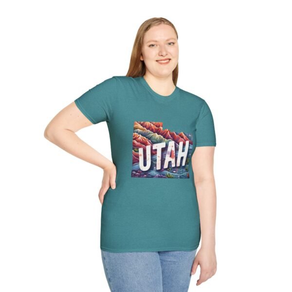 Utah Adventure T-Shirt, Unisex Softstyle Tee, Vintage Nature Shirt, Travel Gift, Summer Attire, Outdoor Lover Apparel - Image 6