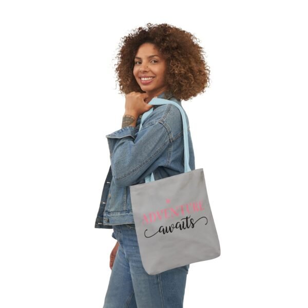 Adventure Awaits Canvas Tote Bag with 5-Color Straps, Reusable Shopping Bag, Beach Tote, Travel Bag, Gift for Adventurers, Eco-Friendly Tote - Image 13