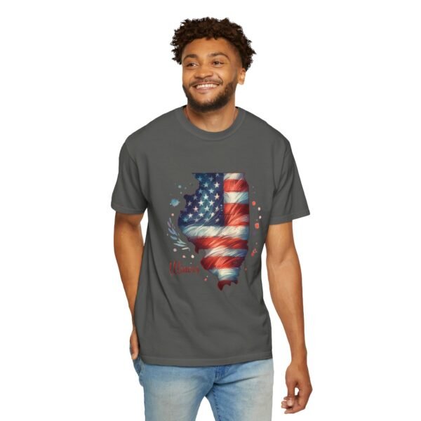 Illinois Flag Unisex T-Shirt, Independence Day Outfit, Patriotic Apparel, Americana Style, Gift for Illinois Residents - Image 36