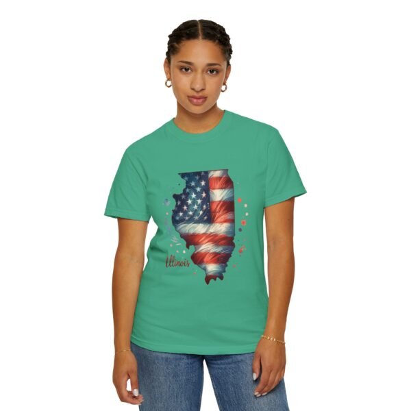 Illinois Flag Unisex T-Shirt, Independence Day Outfit, Patriotic Apparel, Americana Style, Gift for Illinois Residents - Image 46