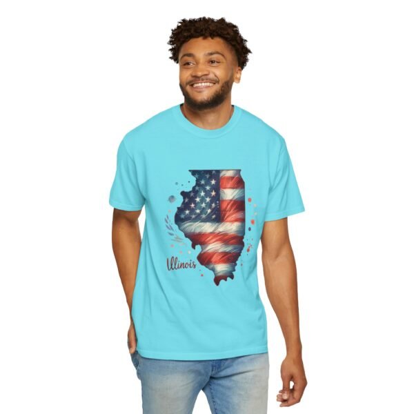 Illinois Flag Unisex T-Shirt, Independence Day Outfit, Patriotic Apparel, Americana Style, Gift for Illinois Residents - Image 54