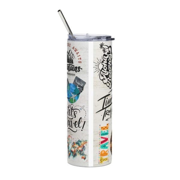 Adventurous Travel Tumbler - 20oz Stainless Steel, Explore, Travel Mug, Gift for Travelers, Vacation Accessories, Road Trip Essentials - Image 3