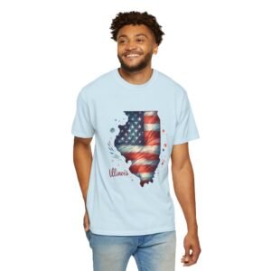 Illinois Flag Unisex T-Shirt, Independence Day Outfit, Patriotic Apparel, Americana Style, Gift for Illinois Residents