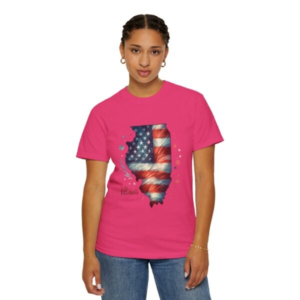 Illinois Flag Unisex T-Shirt, Independence Day Outfit, Patriotic Apparel, Americana Style, Gift for Illinois Residents - Image 82