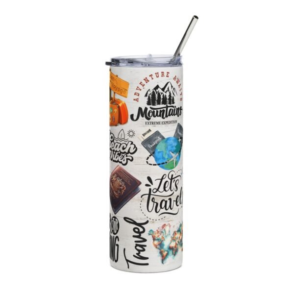 Adventurous Travel Tumbler - 20oz Stainless Steel, Explore, Travel Mug, Gift for Travelers, Vacation Accessories, Road Trip Essentials - Image 8