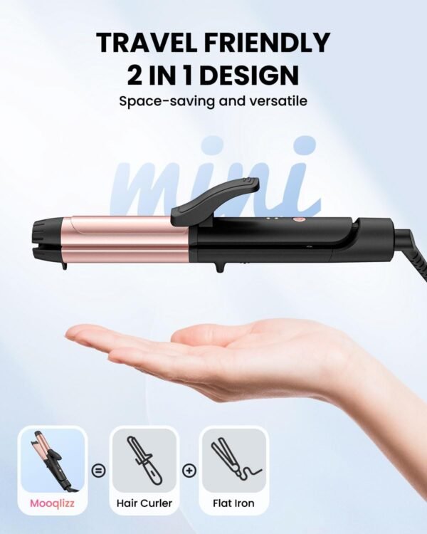 Dual Voltage Curling Iron, Travel Flat Iron Hair C... - Image 3