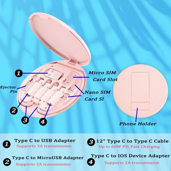 Multi USB Charging Adapter Cable Kit, USB C to iOS... - Image 4