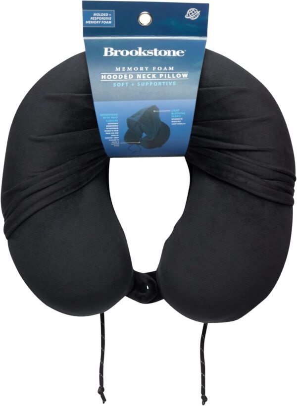 Brookstone Hooded Neck Travel Pillow - Memory Foam... - Image 7