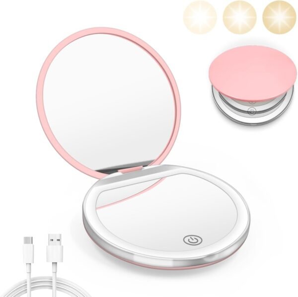Compact Mirror with Light, 1X/3X Magnification LED... - Image 2