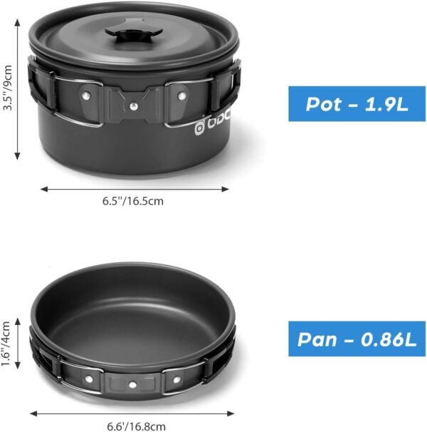 Odoland 15pcs Camping Cookware Mess Kit, Non-Stick... - Image 4