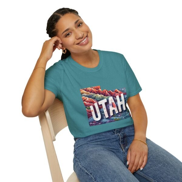 Utah Adventure T-Shirt, Unisex Softstyle Tee, Vintage Nature Shirt, Travel Gift, Summer Attire, Outdoor Lover Apparel - Image 8