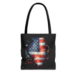 Patriotic Illinois Tote Bag – Flag Design, Eco-Friendly, Travel Accessory, Gift for Her, Everyday Use, 4th of July
