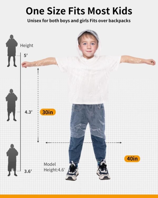 Hitituto Kids Waterproof Disposable Rain Ponchos H... - Image 6