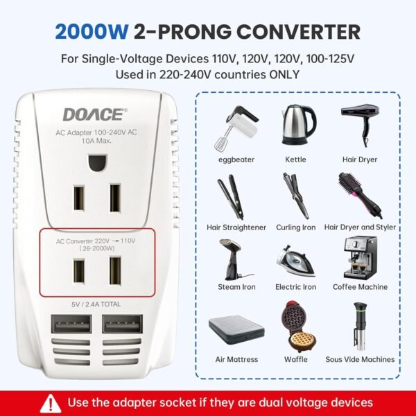 Upgraded 2200W 220V to 110V Converter for European... - Image 4