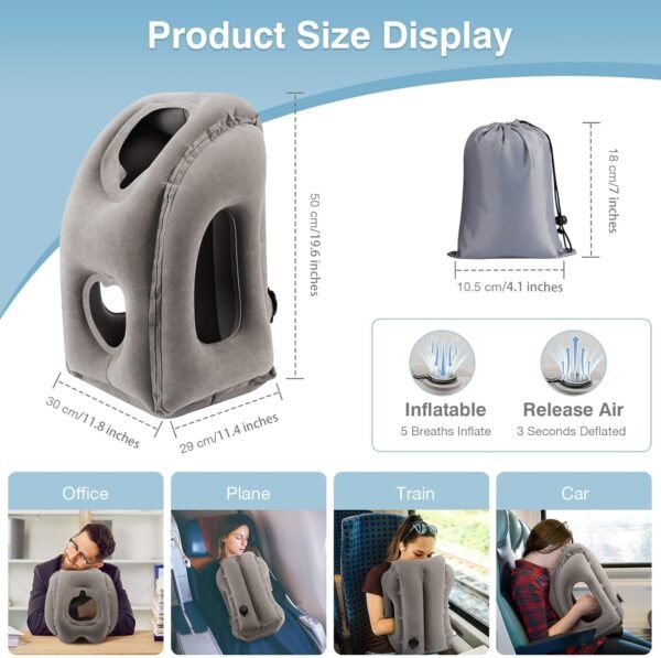 MoKo Inflatable Travel Pillow, Comfortable Neck Pi... - Image 7