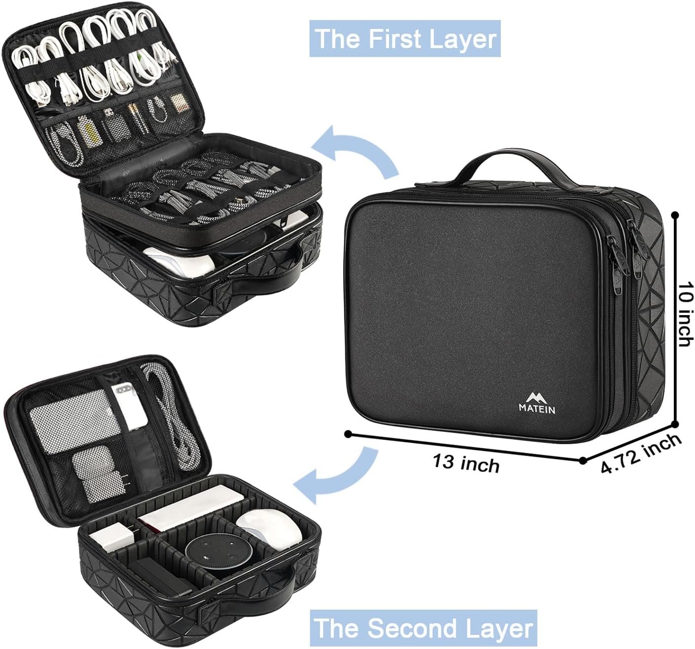 MATEIN Cord Organizer Case with Adjustable Divider... - Image 3