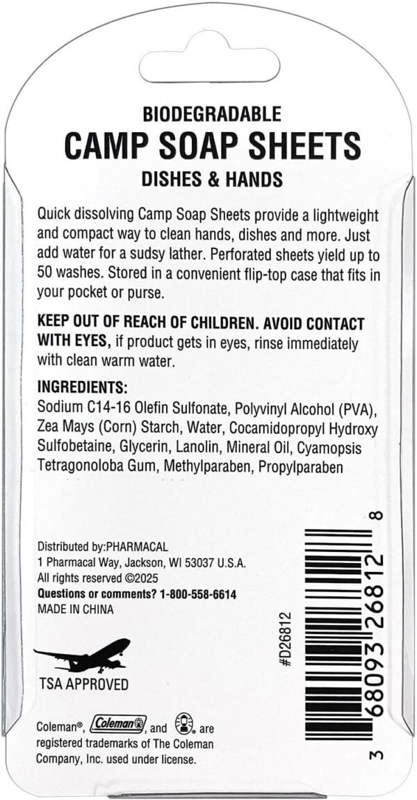 Coleman Camp Soap Sheets – 25 Travel Soap Sheets f... - Image 3
