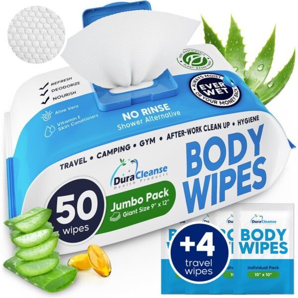 XL Body Wipes for Adults Bathing No Rinse - 50 Ct.... - Image 2