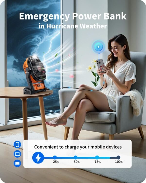 Portable Battery Operated Fan, 20000mAh Rechargeab... - Image 7