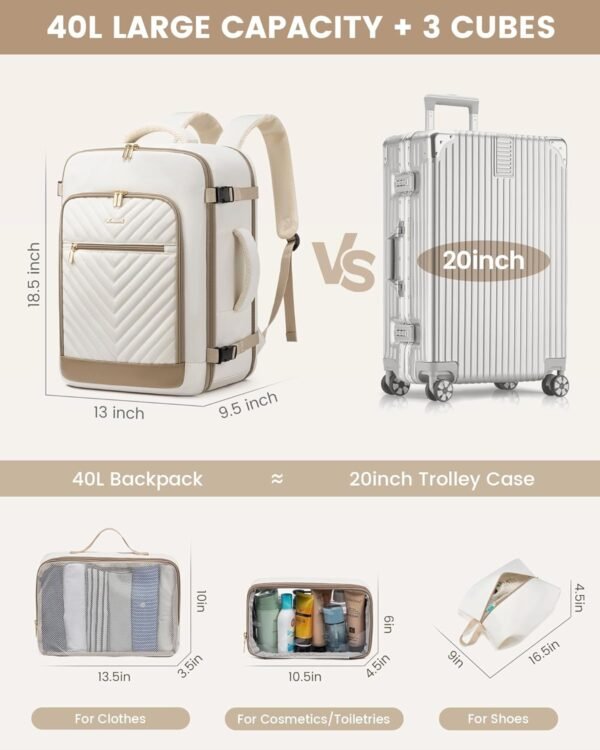 LOVEVOOK Travel Backpack For Women,40L Carry On Ba... - Image 4