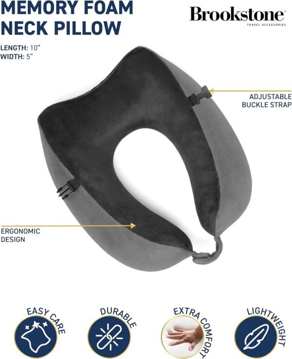 Brookstone Memory Foam Neck Travel Pillow Set - Po... - Image 3