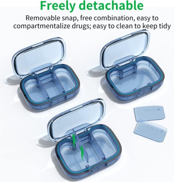 2 Pack 3 Compartment Small Pill Box, Moisture Proo... - Image 4