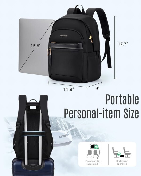 LIGHT FLIGHT Travel Backpack for Women, 15.6 Inch ... - Image 7