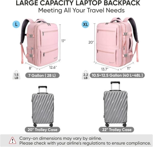 BALEINE Travel Backpack for Women Men, Large Sturd... - Image 5