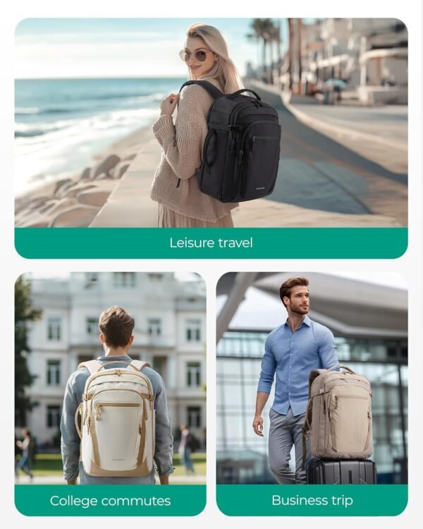 BAGSMART Travel Backpack for Men Women, Carry On B... - Image 3