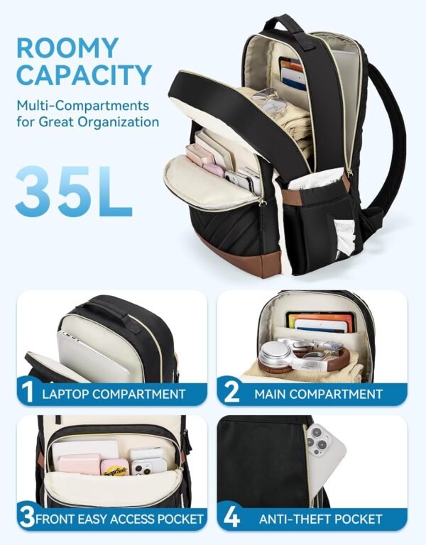 BOSTANTEN 15.6 Inch Laptop Backpack for Women- Col... - Image 3