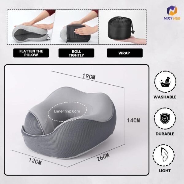 Travel Neck Pillow – Soft Memory Foam Airplane Pil... - Image 6