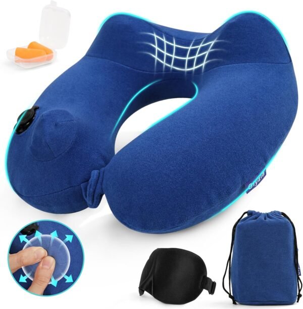 Inflatable Travel Neck Pillow for Airplane, Head S... - Image 2