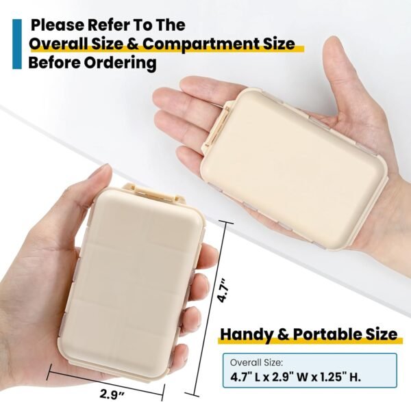 3 Pack, 14 GRIDS Travel Pill Organizer Box with La... - Image 4