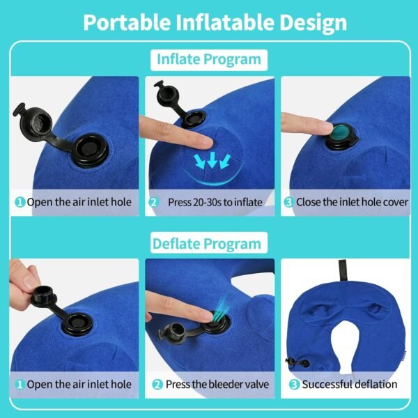 Inflatable Travel Neck Pillow for Airplane, Head S... - Image 6