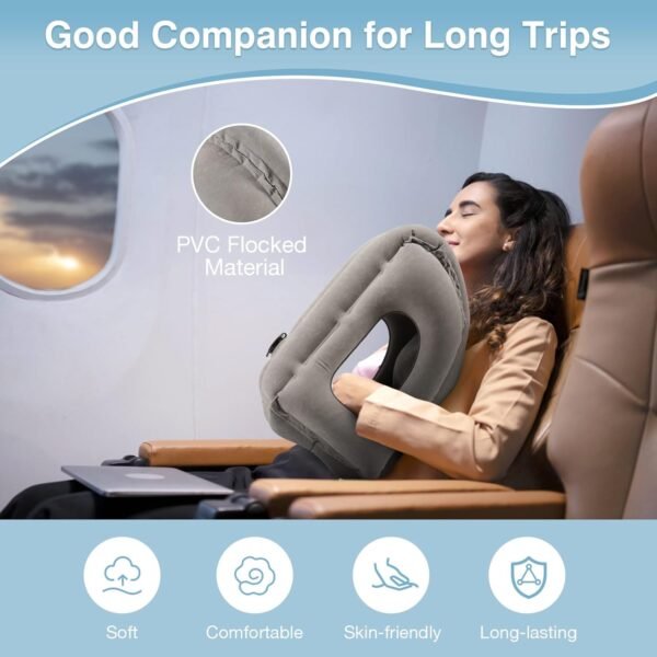 MoKo Inflatable Travel Pillow, Comfortable Neck Pi... - Image 6