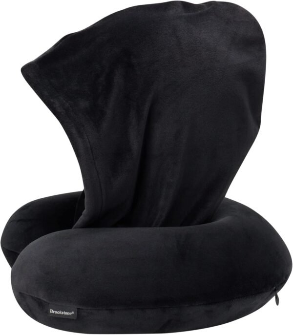 Brookstone Hooded Neck Travel Pillow - Memory Foam... - Image 6