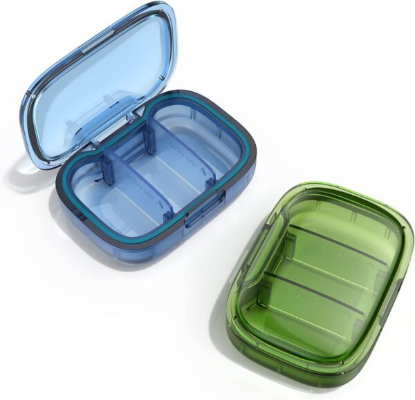 2 Pack 3 Compartment Small Pill Box, Moisture Proo... - Image 2