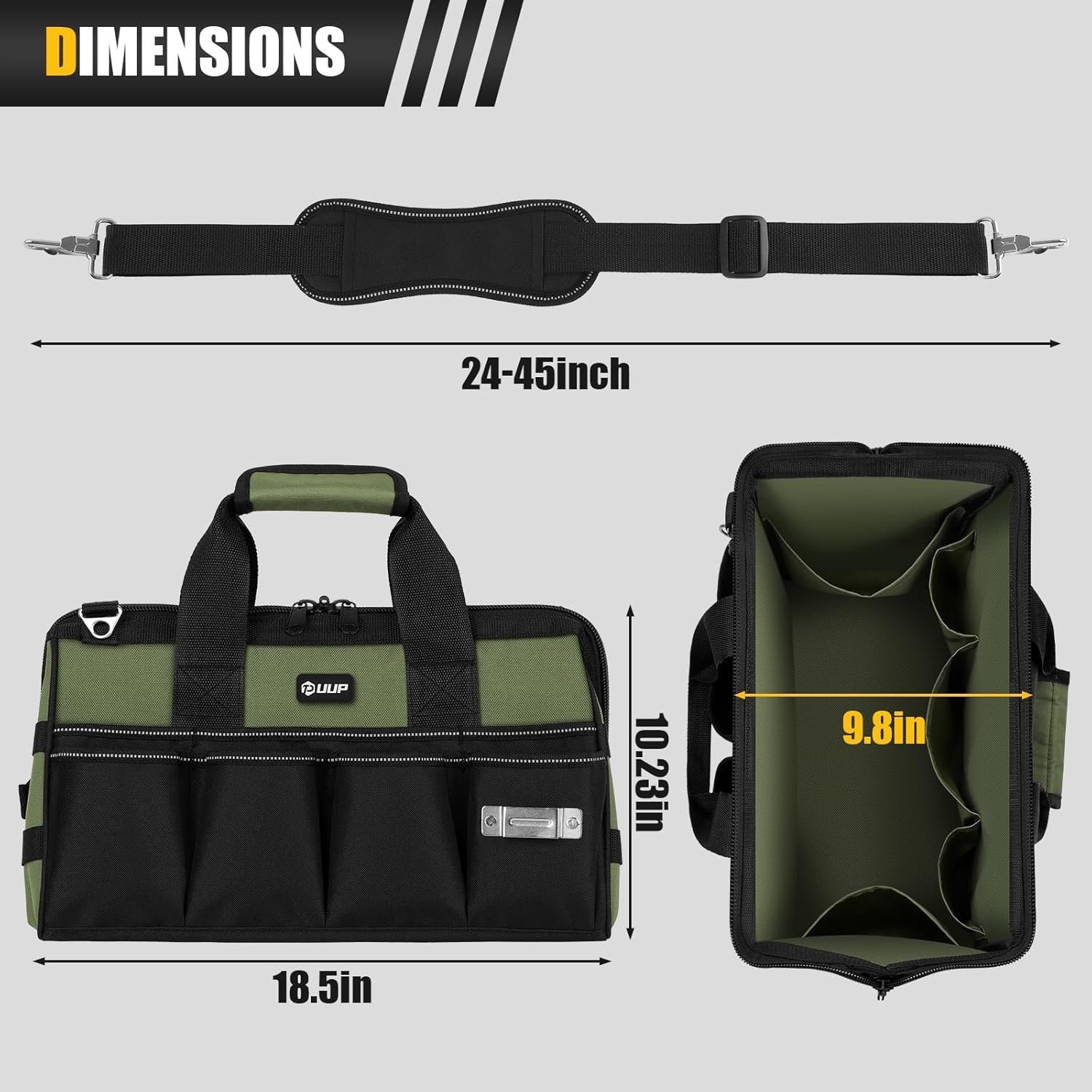 18-Inch Large Tool Bag, 16-Pocket Portable Tool Bo... - Image 3