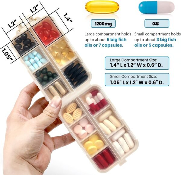 3 Pack, 14 GRIDS Travel Pill Organizer Box with La... - Image 3