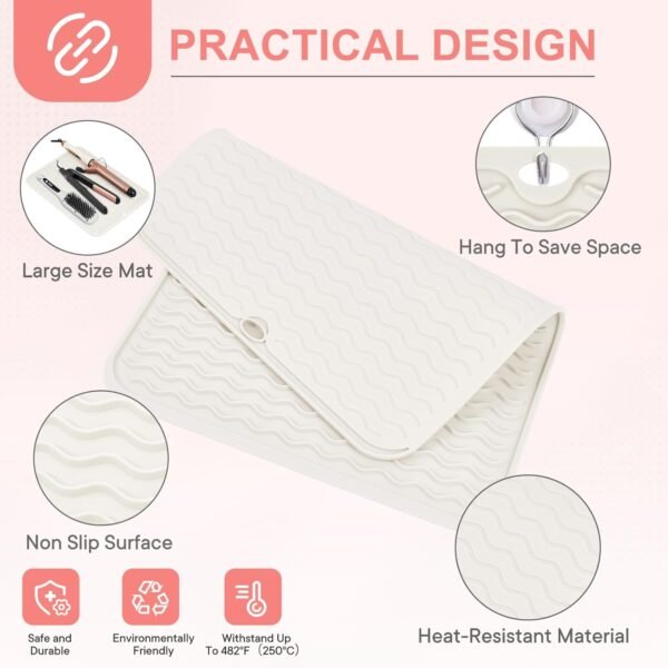 Oversize Silicone Heat Resistant Mat, Portable Tra... - Image 5