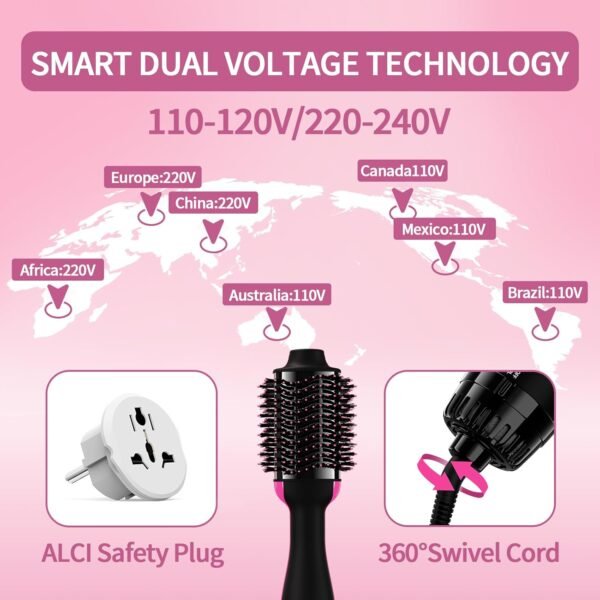 Dual Voltage Hair Dryer Brush with Negative Ion An... - Image 3