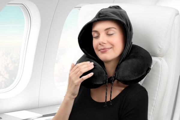 Brookstone Hooded Neck Travel Pillow - Memory Foam... - Image 4