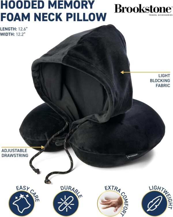 Brookstone Hooded Neck Travel Pillow - Memory Foam... - Image 3
